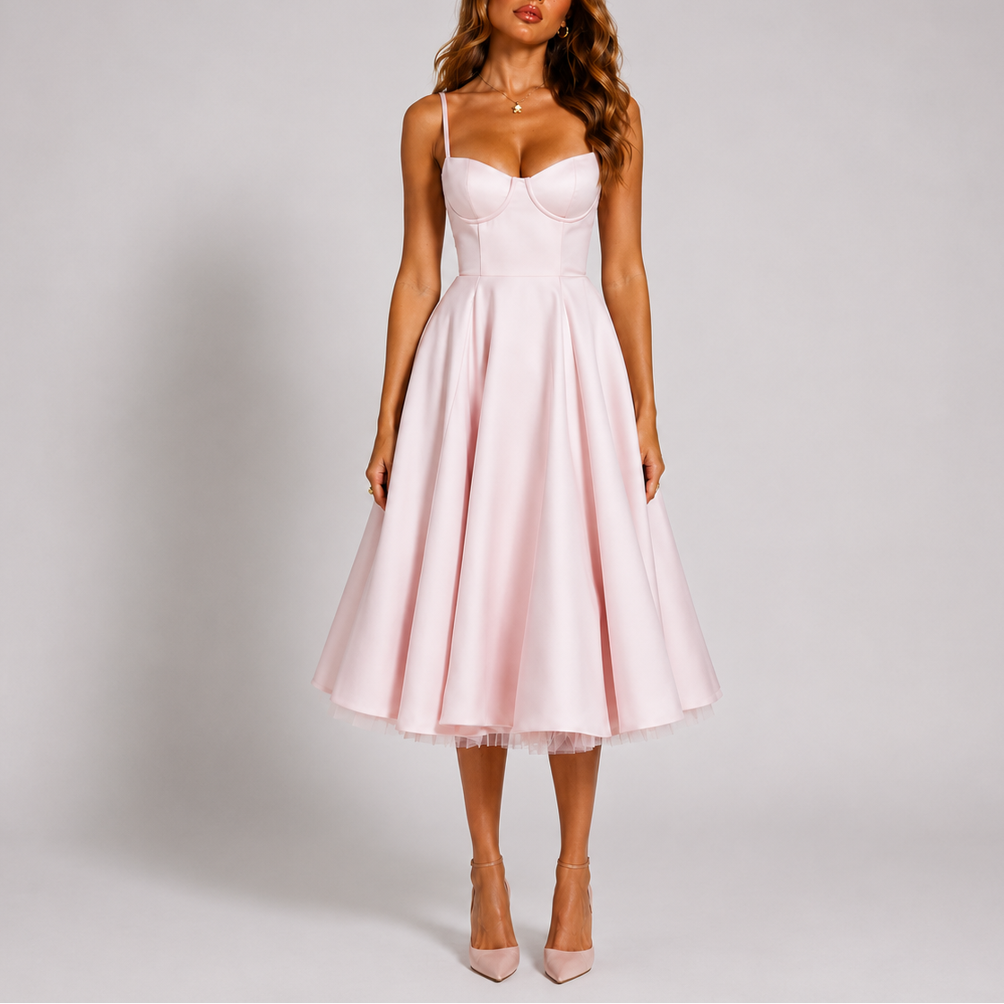 Vestido Midi Feminino Celeste