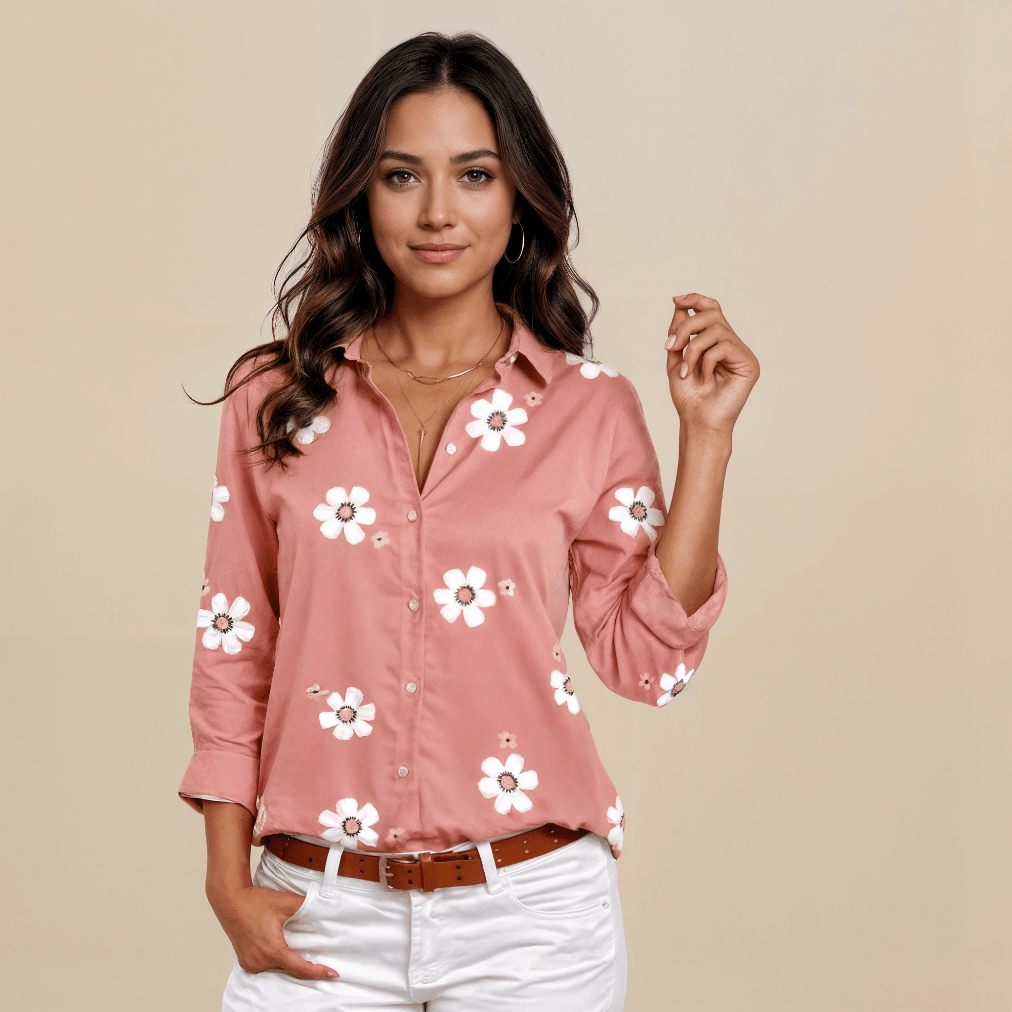 Camisa Feminina Floral de Botão