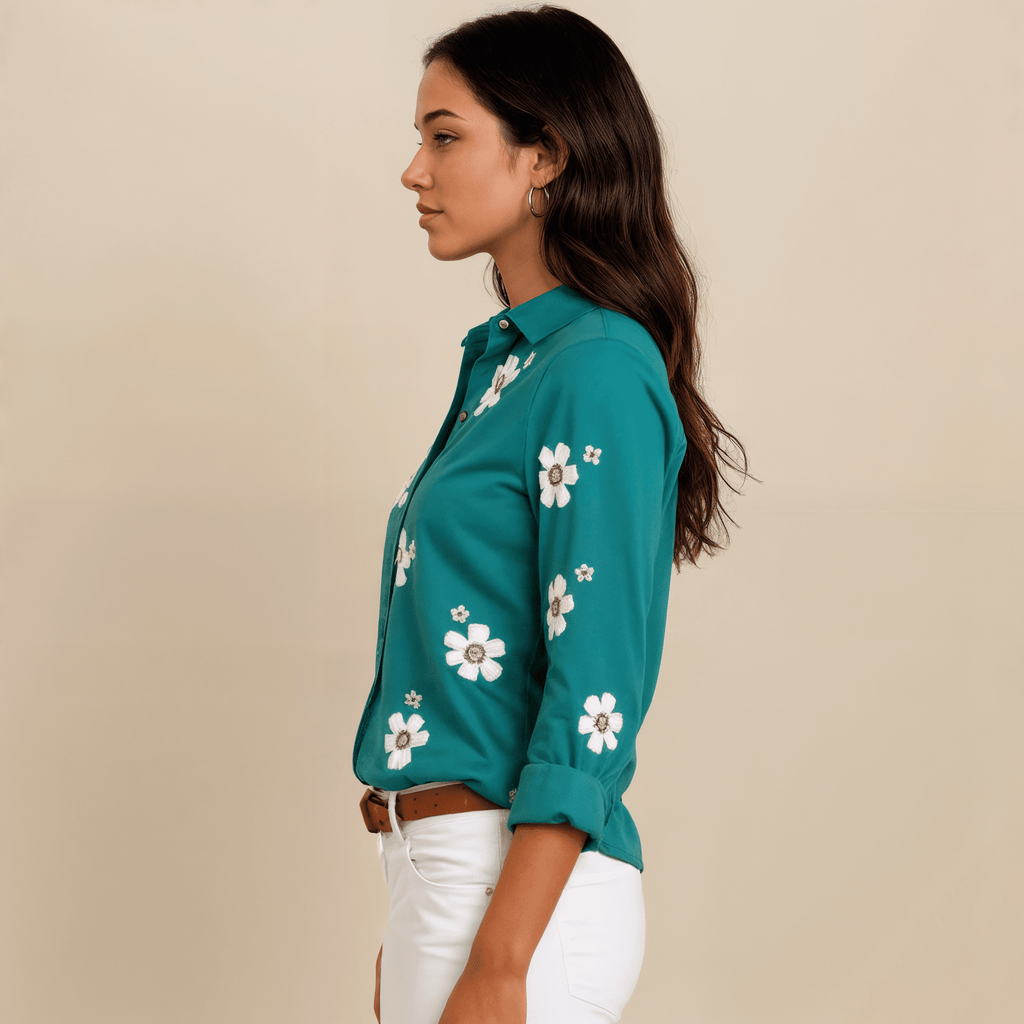 Camisa Feminina Floral de Botão